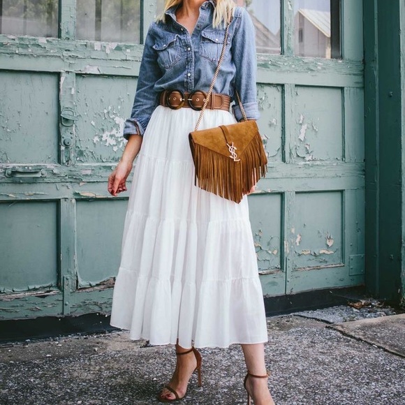 Laura Scott Dresses & Skirts - Laura Scott White Maxi Peasant Skirt Size Small